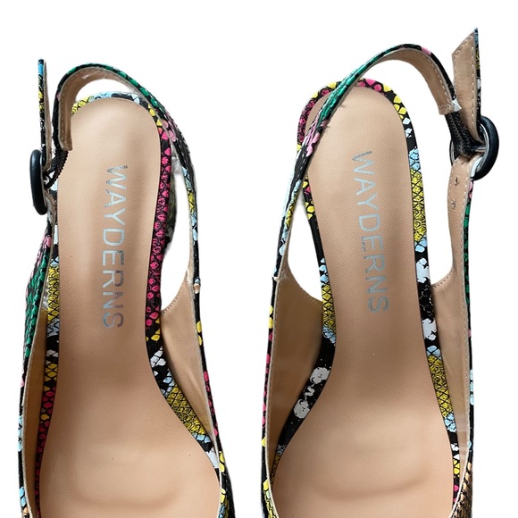 WAYDERNS NWOB Colorful Snakeskin Slingback Shoe with Block Heel 6.5 - Picture 4 of 12
